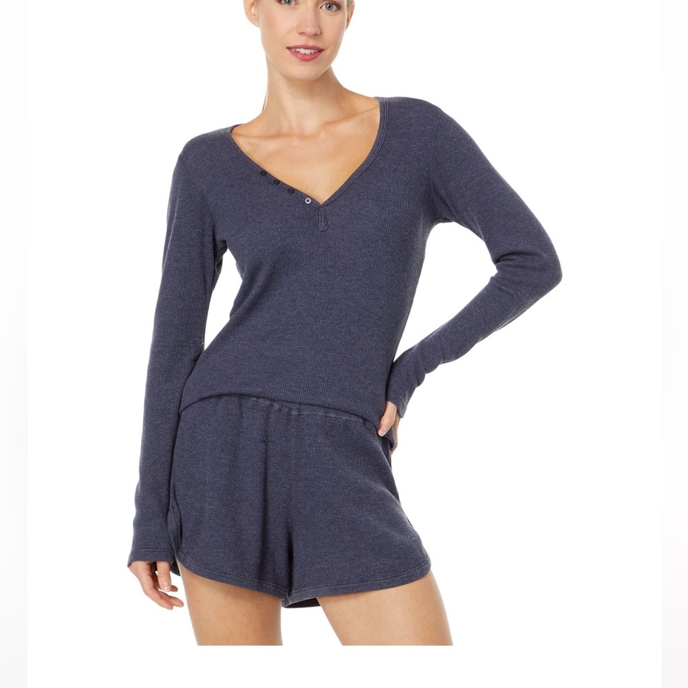 NWT Size Small SUNDRY Henley Long Sleeve in Navy